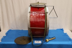Instrumenty 22a baraban mały obustronny ze stalką i talerzami (Kazimierz Pawlak z Sadykierza początek XX wieku 041)